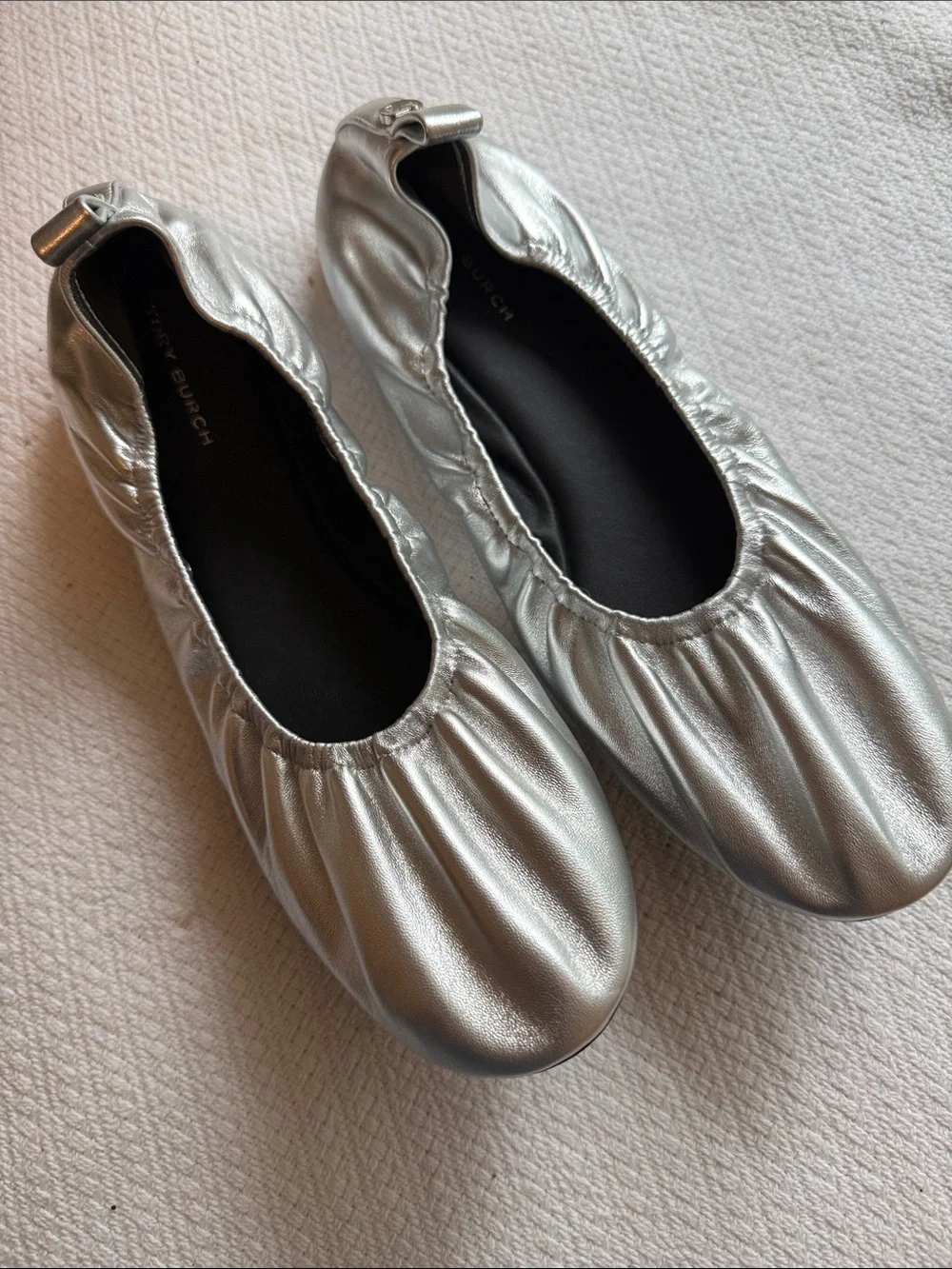 Tory Burch Metallic Silver  Ballet Flats